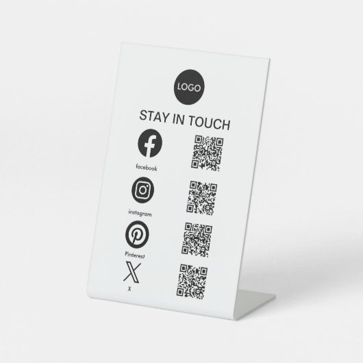 QR-code sociale media Reclamebord Met Voetstuk (Voorkant)