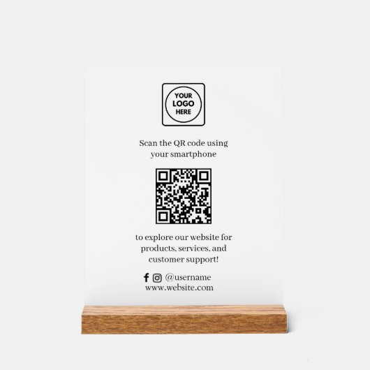 QR-code sociale media | Scan Me Aangepaste Zakelij Acryl Bord (Voorkant)