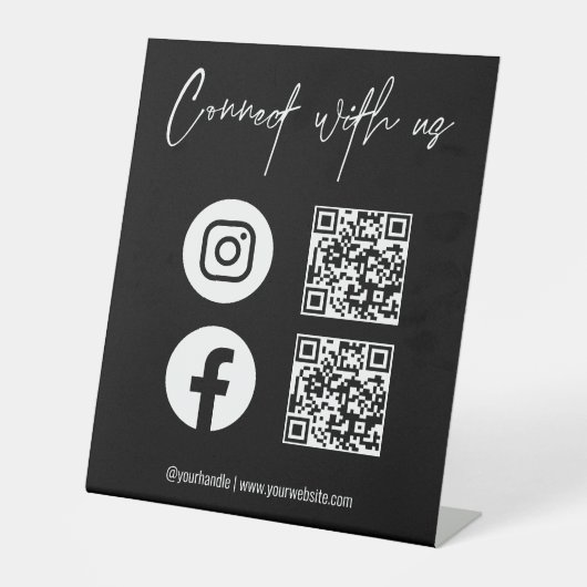 QR-code Sociale media verbinden met ons bedrijfsle Reclamebord Met Voetstuk (Voorkant)