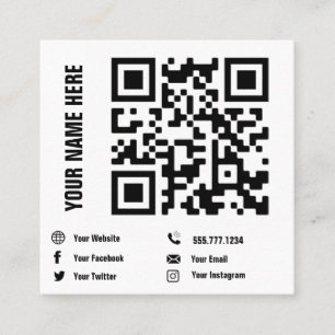 QR-code Sociale media verwisselbaar Minimalistisch Vierkante Visitekaartje