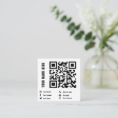QR-code Sociale media verwisselbare minimalistisch Vierkante Visitekaartje (Staand voorkant)