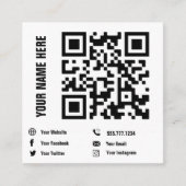 QR-code Sociale media verwisselbare minimalistisch Vierkante Visitekaartje (Voorkant)