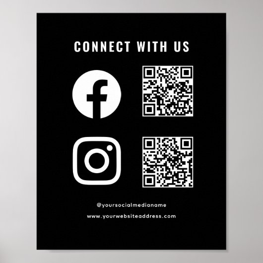 QR-code sociale media volg scan verbinding met ons Poster (Voorkant)
