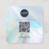 QR Code Sociale media Website Holographic Modern Vierkante Visitekaartje (Voorkant)