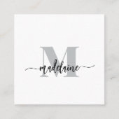 QR Code Socials Monogram Zwart Wit Elegant Vierkante Visitekaartje (Voorkant)