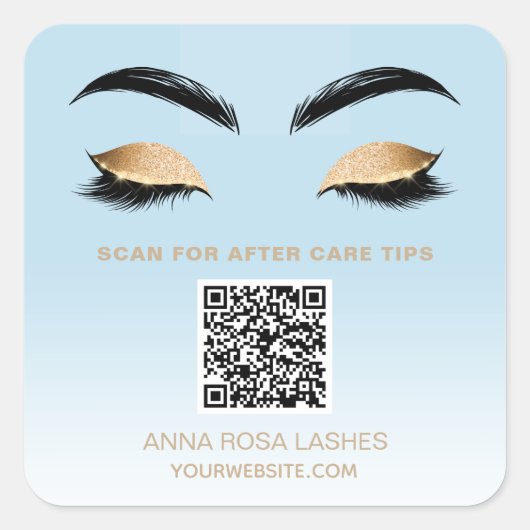 *~* QR Code Spa EYES BROW LASH Shop Salon Square S Vierkante Sticker (Voorkant)