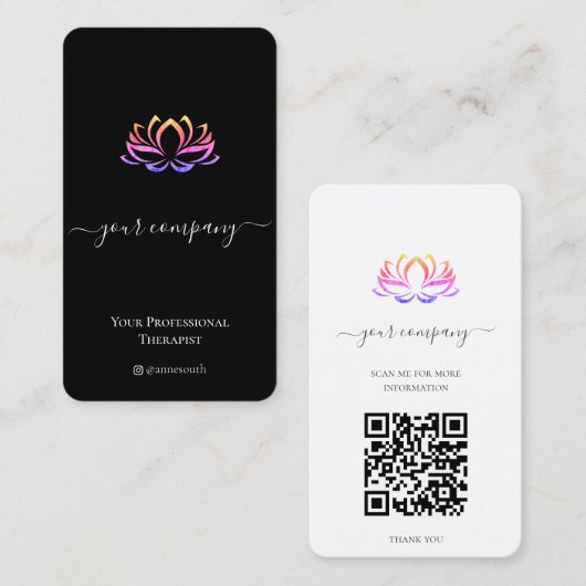 QR Code Spa Therapist Lotus Visitekaartje (Voorkant / Achterkant)