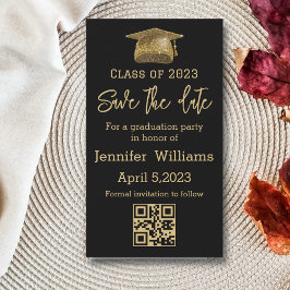 qr code sparen de datum afstuderen chic Aankondigi Notitiekaartje