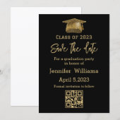 qr code sparen de datum afstuderen chic Aankondigi Notitiekaartje (Voorkant / Achterkant)