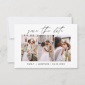 QR code - sparen de Datum Modern 3 Foto Elegant Save The Date (Voorkant)