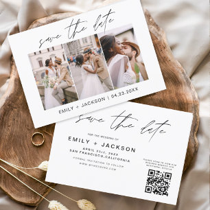 QR code - sparen de Datum Modern 3 Foto Elegant Save The Date