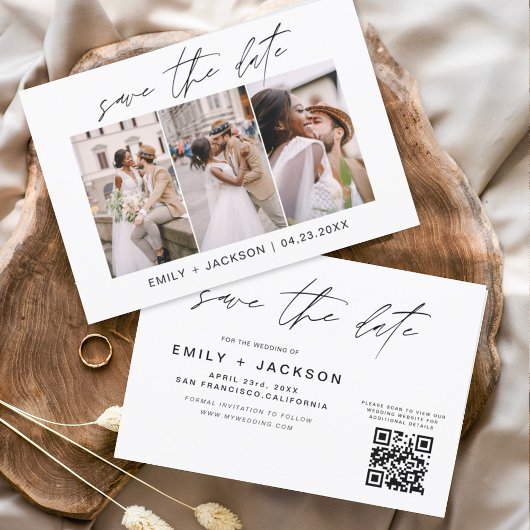 QR code - sparen de Datum Modern 3 Foto Elegant Save The Date