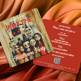 QR Code Spooky Time Halloween Uitnodiging