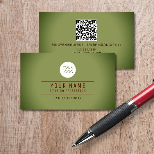 QR Code Spotlight Groene Naam Professionele Logo Contactkaartje
