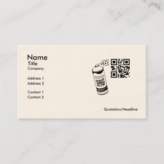 QR-code Spray Verf Business Card Template Visitekaartje (Voorkant)
