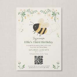 QR Code Sprookjesboek Honingbij Kinderverjaardag Kaart