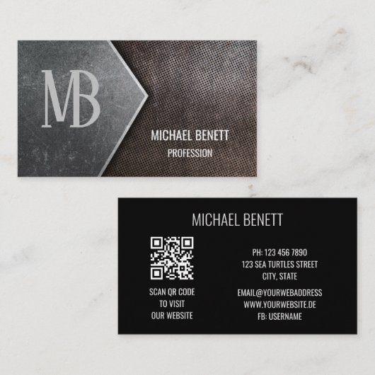 QR-code | Staalmonogram Visitekaartje (Voorkant / Achterkant)