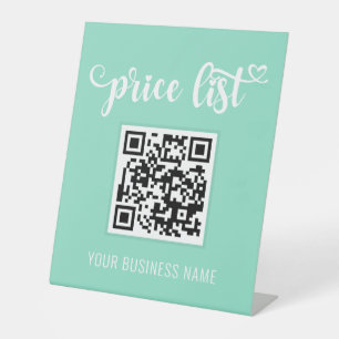 QR-code stand up Scan me Salon Sign Price List Reclamebord Met Voetstuk