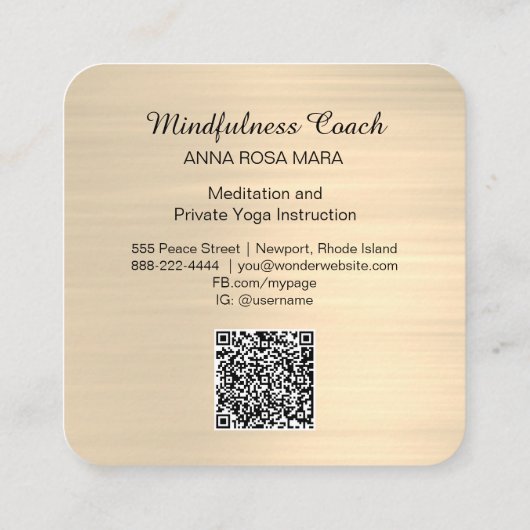 *~* QR-code Star Gold Glitter Butterfly Mystical Vierkante Visitekaartje (Achterkant)