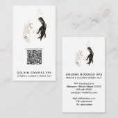 *~* QR Code Stars Moon Mystic Hands Gold Spa Visitekaartje (Voorkant / Achterkant)