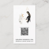 *~* QR Code Stars Moon Mystic Hands Gold Spa Visitekaartje (Voorkant)