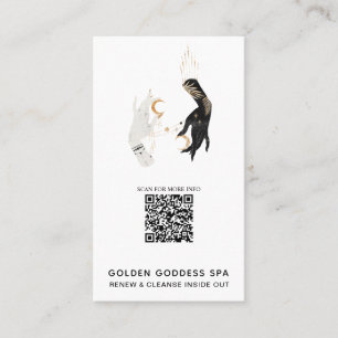 *~* QR Code Stars Moon Mystic Hands Gold Spa Visitekaartje