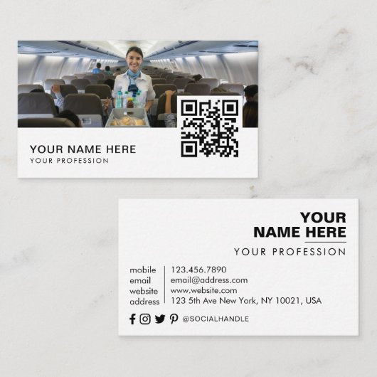 QR Code stewardess Visitekaartje (Voorkant / Achterkant)