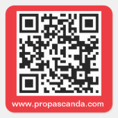 QR Code Sticker (rode achtergrond) (Voorkant)