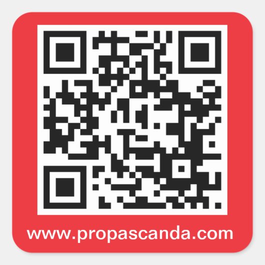 QR Code Sticker (rode achtergrond) (Voorkant)