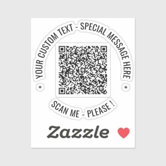 QR Code Sticker Scan Info Aangepaste tekst en kleu (Vel)