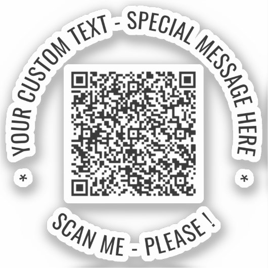 QR Code Sticker Scan Info Aangepaste tekst en kleu (Voorkant)