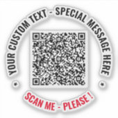 QR Code Sticker Scan Info Aangepaste tekst en kleu (Voorkant)