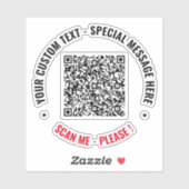 QR Code Sticker Scan Info Aangepaste tekst en kleu (Vel)