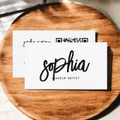 QR Code Stijlvol Script Girly Minimaal Wit Visitekaartje