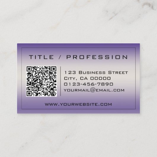 QR Code Stijlvolle Donker Paarse Kleurengradiënt C Visitekaartje (Achterkant)