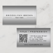 QR Code Stijlvolle Donker Zilveren Kleurengradiënt Visitekaartje (Voorkant / Achterkant)