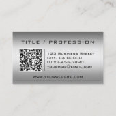 QR Code Stijlvolle Donker Zilveren Kleurengradiënt Visitekaartje (Achterkant)