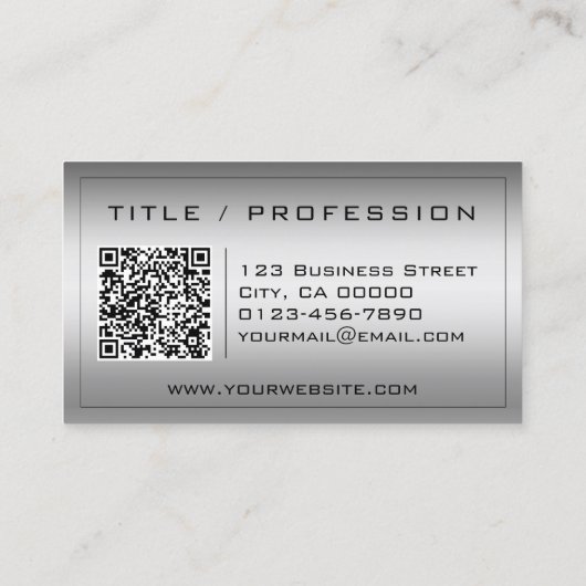 QR Code Stijlvolle Donker Zilveren Kleurengradiënt Visitekaartje (Achterkant)