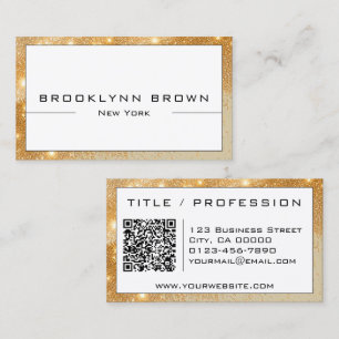 QR Code Stijlvolle Glam Gouden Lichtgevende Glitte Visitekaartje