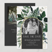 QR code Stijlvolle Grijze Botanische foto bruiloft Save The Date (Voorkant / Achterkant)