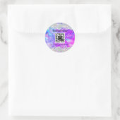 QR Code Stijlvolle Holografische Glitter Paarse Un Ronde Sticker (Tas)