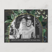 QR-code, Stijlvolle Moderne Botanische foto datum  Aankondigingskaart (Voorkant)