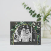 QR-code, Stijlvolle Moderne Botanische foto datum  Aankondigingskaart (Staand voorkant)