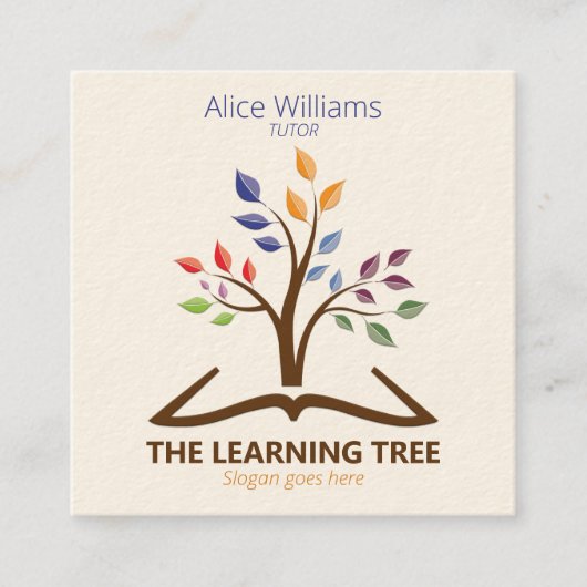 QR Code Stijlvolle Moderne Tutoring Onderwijs Lera Vierkante Visitekaartje (Voorkant)