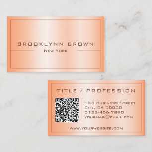 QR Code Stijlvolle Oranje Perzik Kleurverloop Clas Visitekaartje