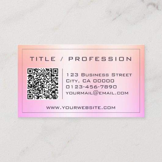 QR Code Stijlvolle Regenboog Roze Kleur Gradiënt C Visitekaartje (Achterkant)
