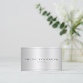 QR Code Stijlvolle Zilveren Grijze Kleurengradiënt Visitekaartje (Staand voorkant)