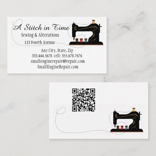 QR Code Stitch in Time Naaiwerk Wijzigingen Repara Visitekaartje (Voorkant / Achterkant)