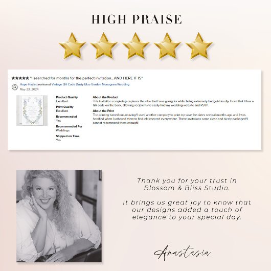  QR Code Stoffig Blauw Tuin Monogram Bruiloft Kaart