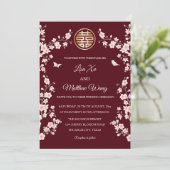 QR Code Stoffige Roze Kersenbloesem Chinese Bruilo Kaart (Staand voorkant)